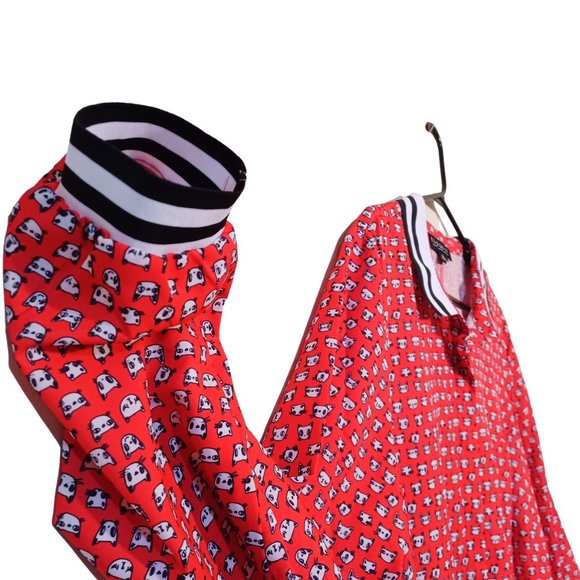 NWT Eloquii Red Cat Button Up - Picture 4 of 5